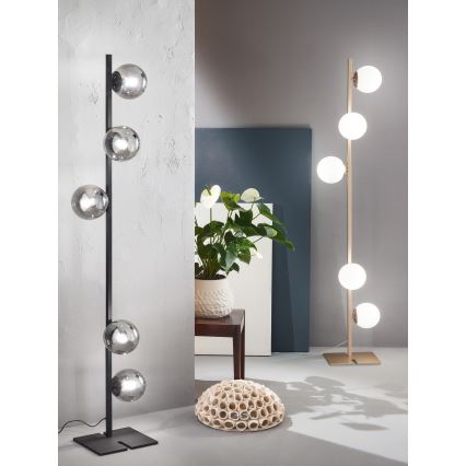 Ondaluce - Podna lampa MONILE 5xE14/10W/230V 170 cm crna/zadimljena crna