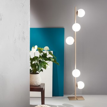 Ondaluce - Podna lampa MONILE 5xE14/10W/230V 170 cm zlatna/bela