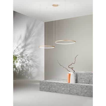 Ondaluce - LED prigušiva luster na sajli SOEL LED/28W/230V + LED/38W prečnik 80/60 cm zlatna