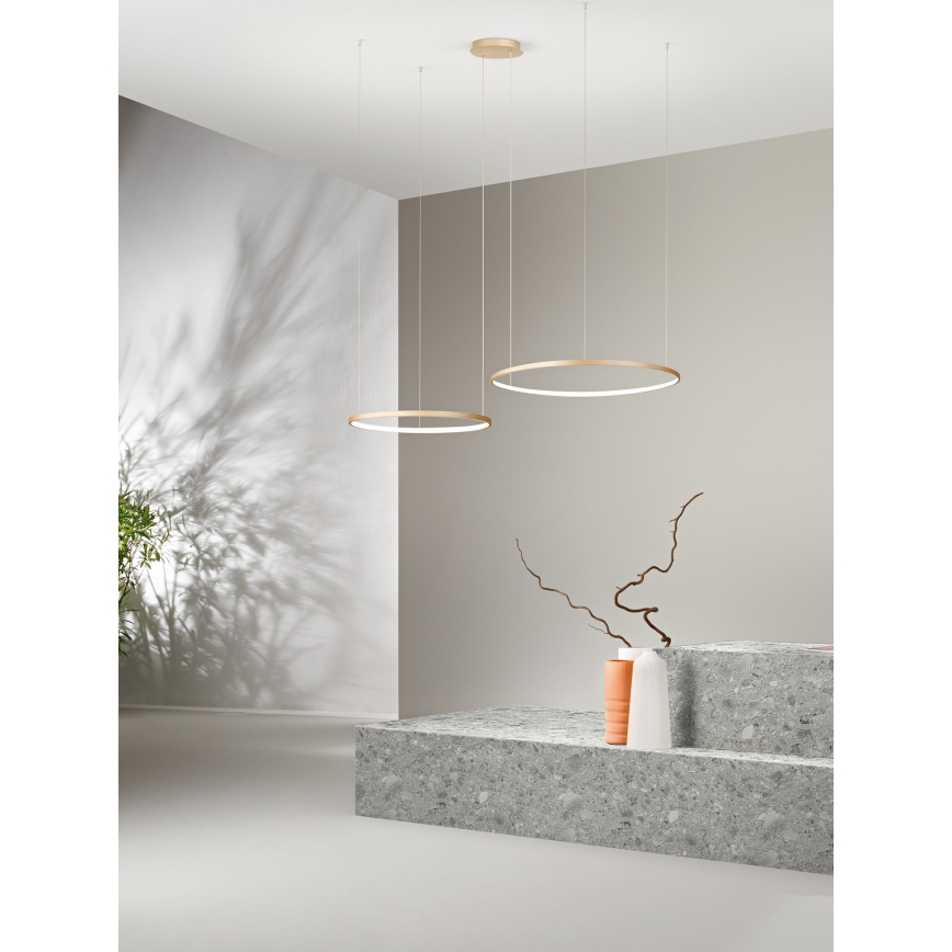 Ondaluce - LED prigušiva luster na sajli SOEL LED/28W/230V + LED/38W prečnik 80/60 cm zlatna
