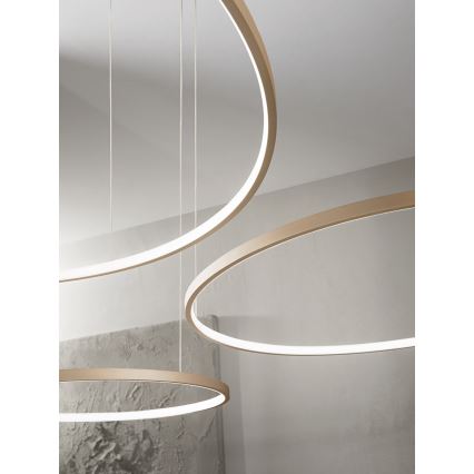 Ondaluce - LED prigušiva luster na sajli SOEL LED/28W/230V + LED/38W prečnik 80/60 cm zlatna