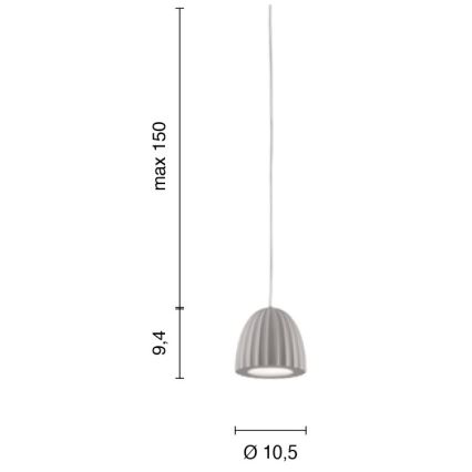Ondaluce - Visilica na kablu CONCRETE 1xGU10/7,5W/230V prečnik 10,5 cm beton/siva