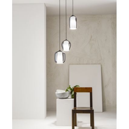 Ondaluce - Visilica na sajli BONNIE 1xE27/15W/230V, prečnik 15,5 cm, crna/dimljeno-crna
