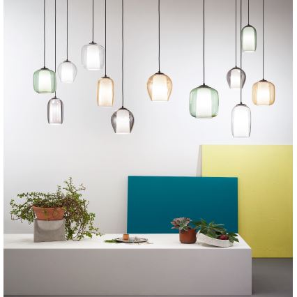 Ondaluce - Visilica na sajli BONNIE 1xE27/15W/230V, prečnik 15,5 cm, crna/dimljeno-crna