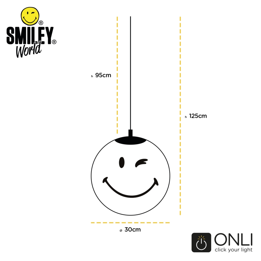 ONLI - Dečiji luster na kablu SMILEY 1xE27/15W/230V bela