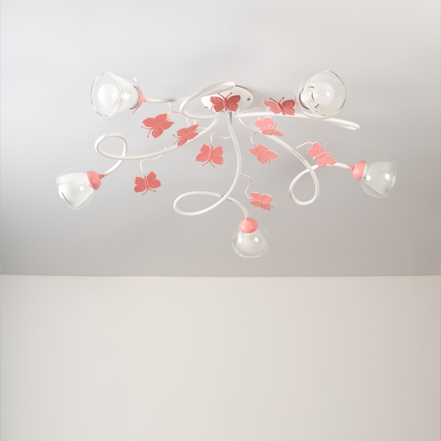 ONLI - Dečiji prislonjen plafonski luster BUTTERFLY 5xE14/6W/230V