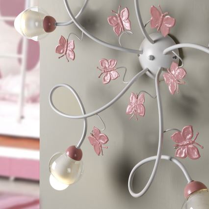 ONLI - Dečiji prislonjen plafonski luster BUTTERFLY 5xE14/6W/230V