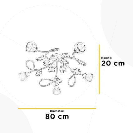ONLI - Dečiji prislonjen plafonski luster BUTTERFLY 5xE14/6W/230V