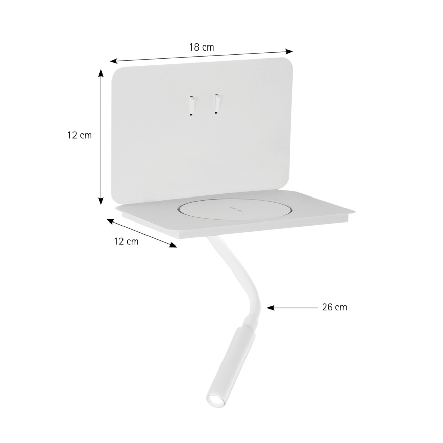 ONLI - LED fleksibilna lampica sa policom i QI bežičnim punjenjem WIK LED/6,5W/230V + LED/3W bela