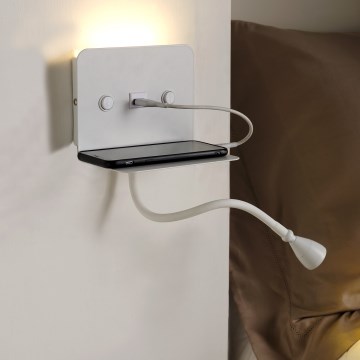 ONLI - LED fleksibilna lampica sa policom i USB punjenjem PLAK LED/5W/230V bela