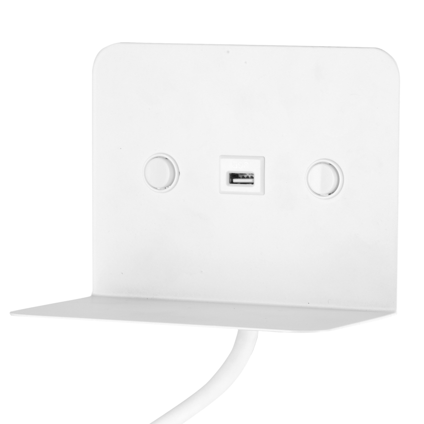 ONLI - LED fleksibilna lampica sa policom i USB punjenjem PLAK LED/5W/230V bela