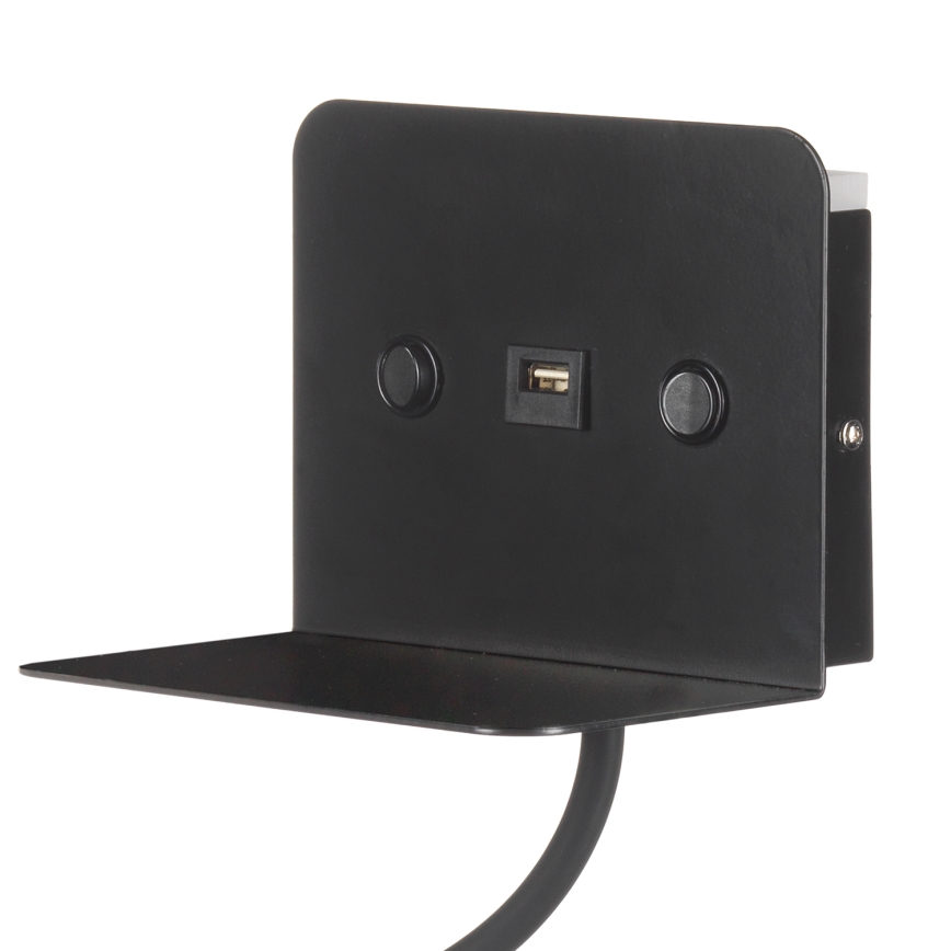 ONLI - LED fleksibilna lampica sa policom i USB punjenjem PLAK LED/5W/230V crna