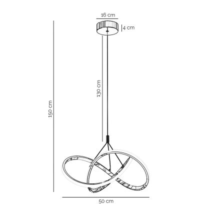 ONLI - LED luster na sajli LOOP LED/40W/230V 4000K sjajni hrom