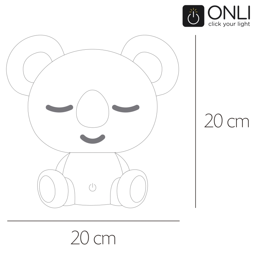 ONLI - LED prigušiva dečja noćna lampica PUPPIES LED/3W/230V 20 cm koala/zelena