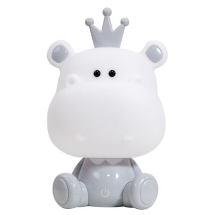 ONLI - LED prigušiva dečija noćna lampica PUPPIES LED/3W/230V 25 cm nilski konj/siva