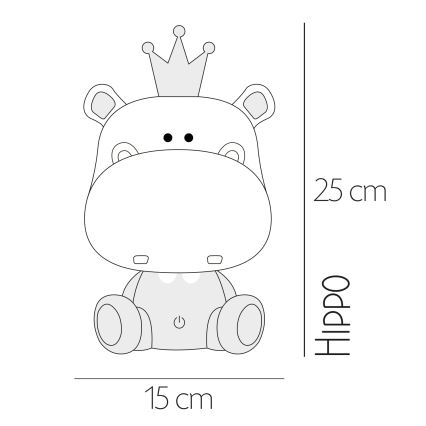 ONLI - LED prigušiva dečija noćna lampica PUPPIES LED/3W/230V 25 cm nilski konj/siva