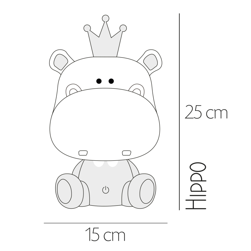 ONLI - LED prigušiva dečija noćna lampica PUPPIES LED/3W/230V 25 cm nilski konj/siva