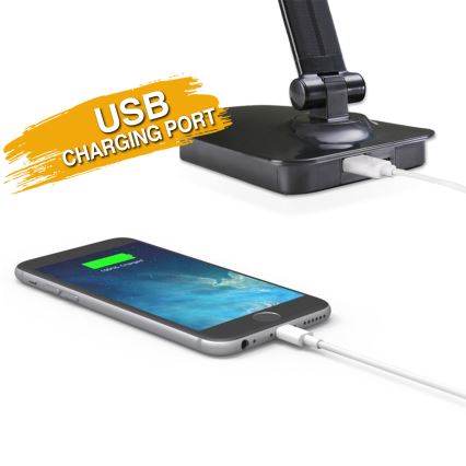 ONLI - LED prigušiva stona lampa sa USB portom DESKI LED/7W/230V 4000K crna