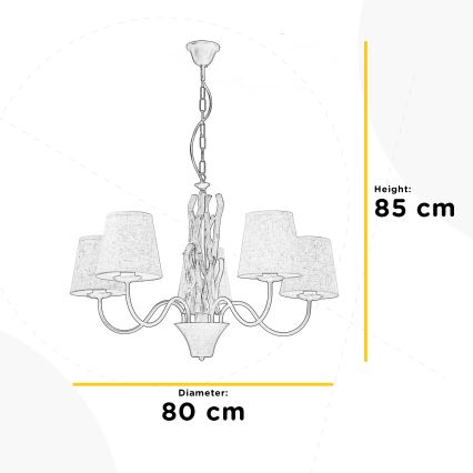 ONLI - Luster na lancu AGAR 5xE14/6W/230V prečnik 80 cm