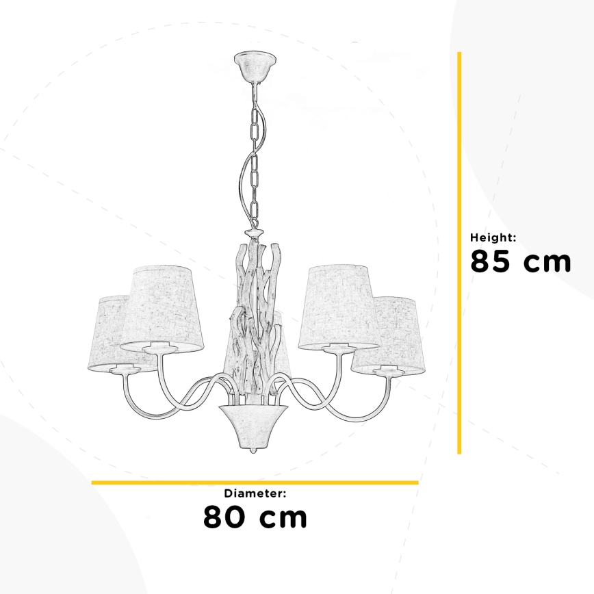 ONLI - Luster na lancu AGAR 5xE14/6W/230V prečnik 80 cm