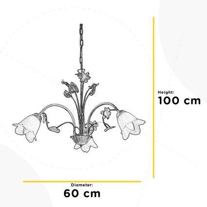 ONLI - Luster na lancu BOTTON DORO 3xE14/6W/230V