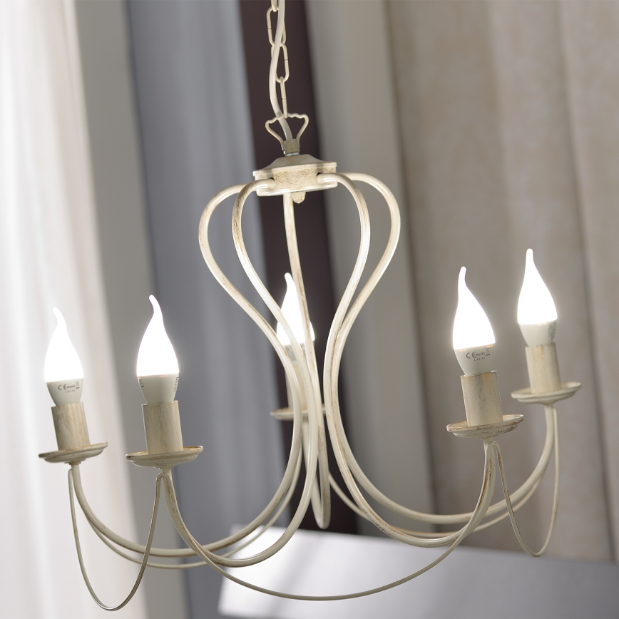 ONLI - Luster na lancu CANDELA 5xE14/6W/230V bela