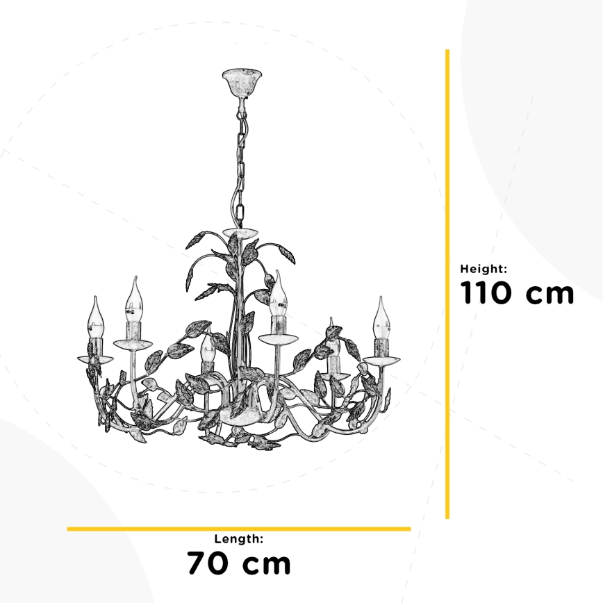 ONLI - Luster na lancu COLLANA 6xE14/6W/230V bronzan/zlatan