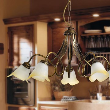 ONLI - Luster na lancu DOPPIO GIRO 5xE14/6W/230V u bronzanoj boji