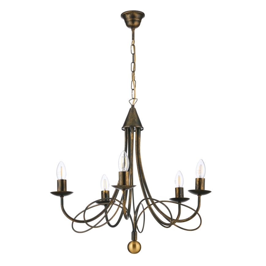 ONLI - Luster na lancu MILVIA 5xE14/6W/230V u bronzanoj boji