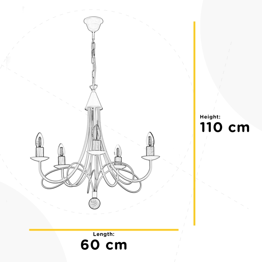 ONLI - Luster na lancu MILVIA 5xE14/6W/230V u bronzanoj boji