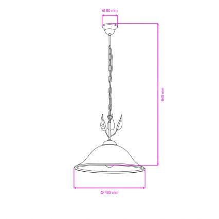 ONLI - Luster na lancu MIRA 1xE27/22W/230V prečnik 40 cm