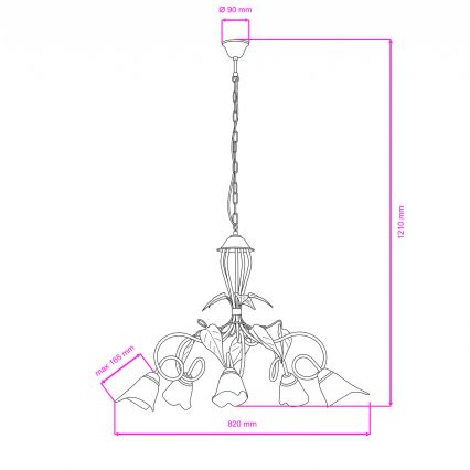 ONLI - Luster na lancu MIRANDA 5xE14/6W/230V