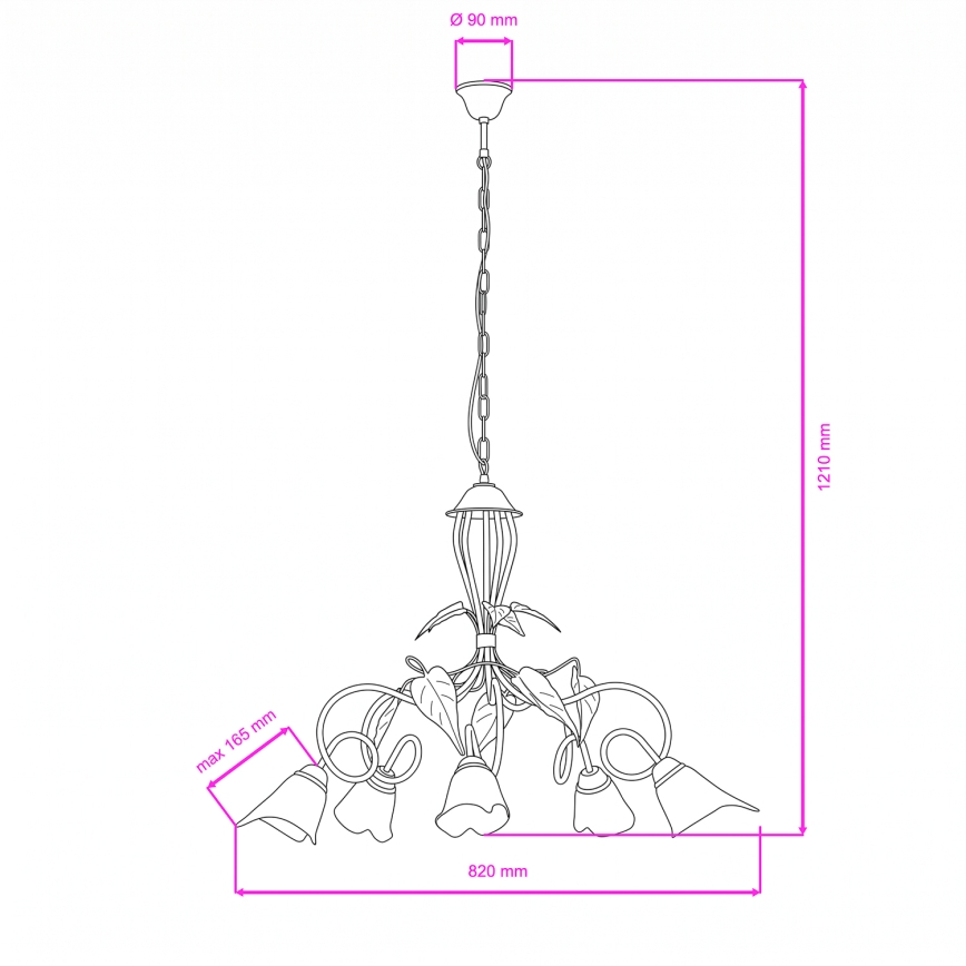 ONLI - Luster na lancu MIRANDA 5xE14/6W/230V