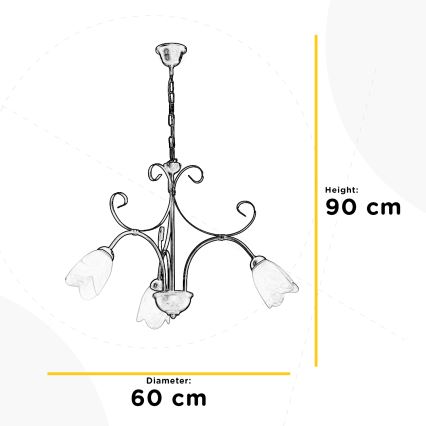 ONLI - Luster na lancu ODINO 3xE14/6W/230V