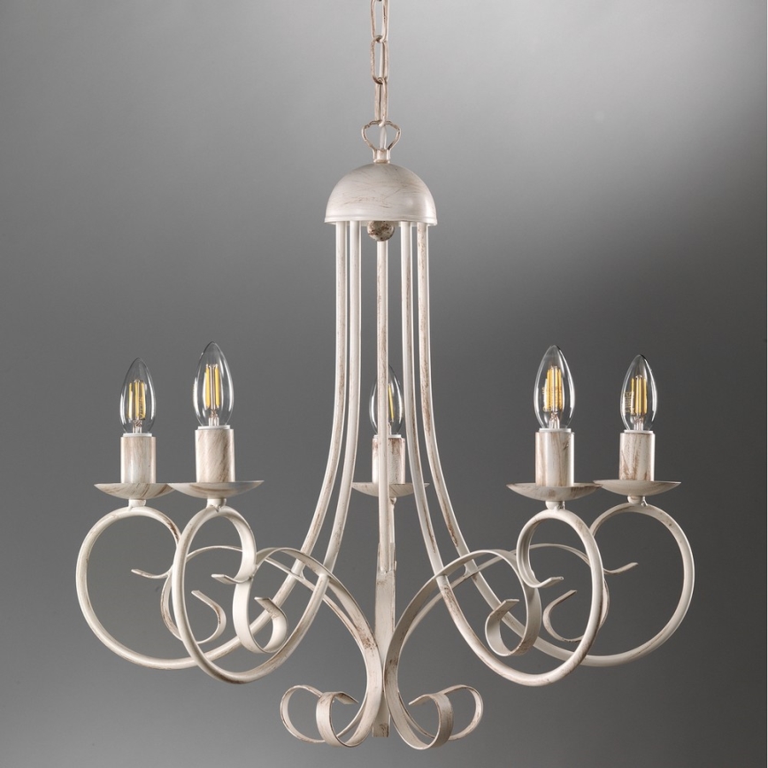 ONLI - Luster na lancu POMPEI 5xE14/6W/230V krem boje