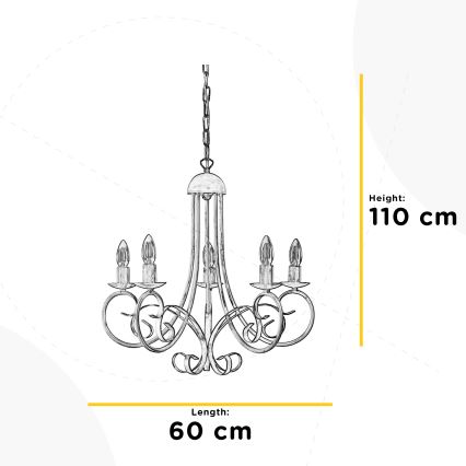 ONLI - Luster na lancu POMPEI 5xE14/6W/230V krem boje
