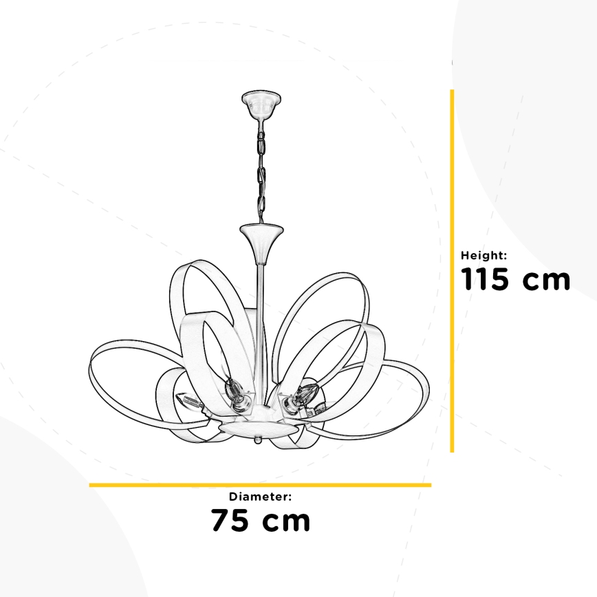 ONLI - Luster na lancu SERENA 6xE14/6W/230V beli