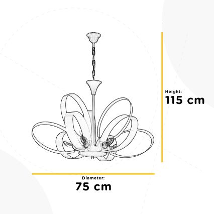 ONLI - Luster na lancu SERENA 9xE14/6W/230V bela