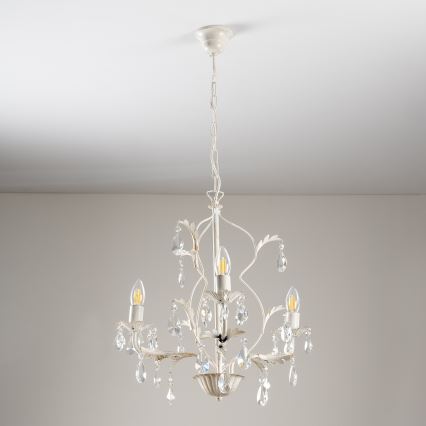 ONLI - Luster na lancu TERESA 3xE14/6W/230V bela