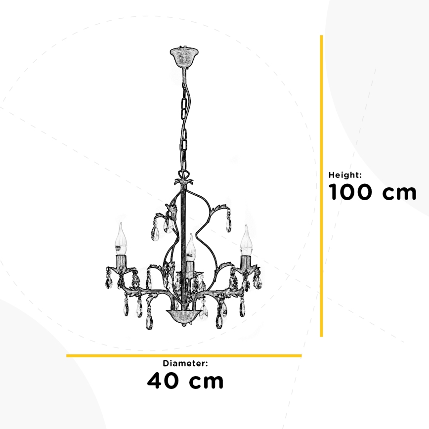 ONLI - Luster na lancu TERESA 3xE14/6W/230V bela