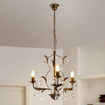 ONLI - Luster na lancu TERESA 3xE14/6W/230V bronza