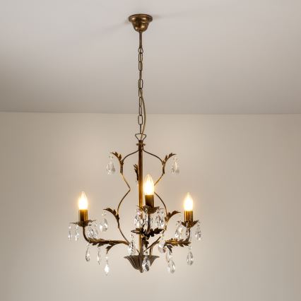 ONLI - Luster na lancu TERESA 3xE14/6W/230V bronza