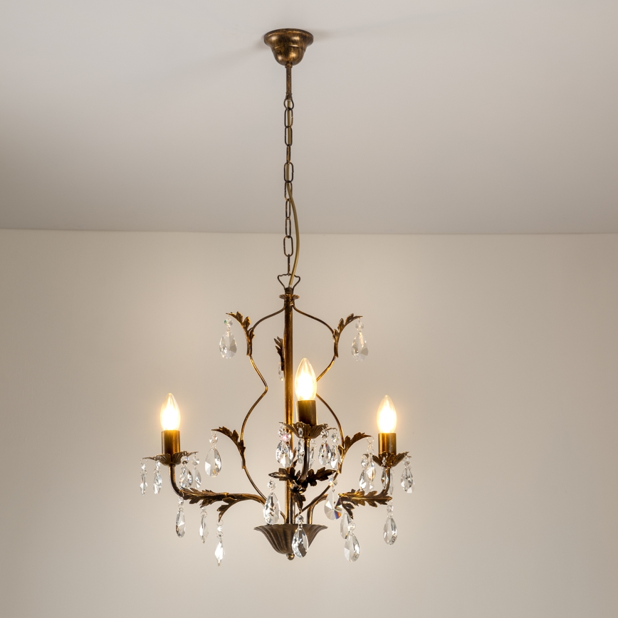 ONLI - Luster na lancu TERESA 3xE14/6W/230V bronza