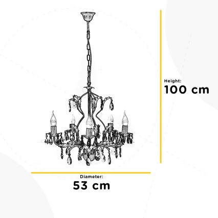 ONLI - Luster na lancu TERESA 5xE14/6W/230V beli