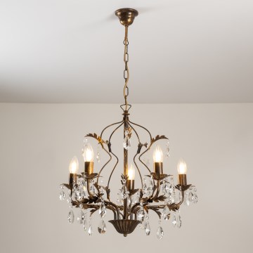 ONLI - Luster na lancu TERESA 5xE14/6W/230V bronzan