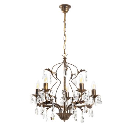 ONLI - Luster na lancu TERESA 5xE14/6W/230V bronzan