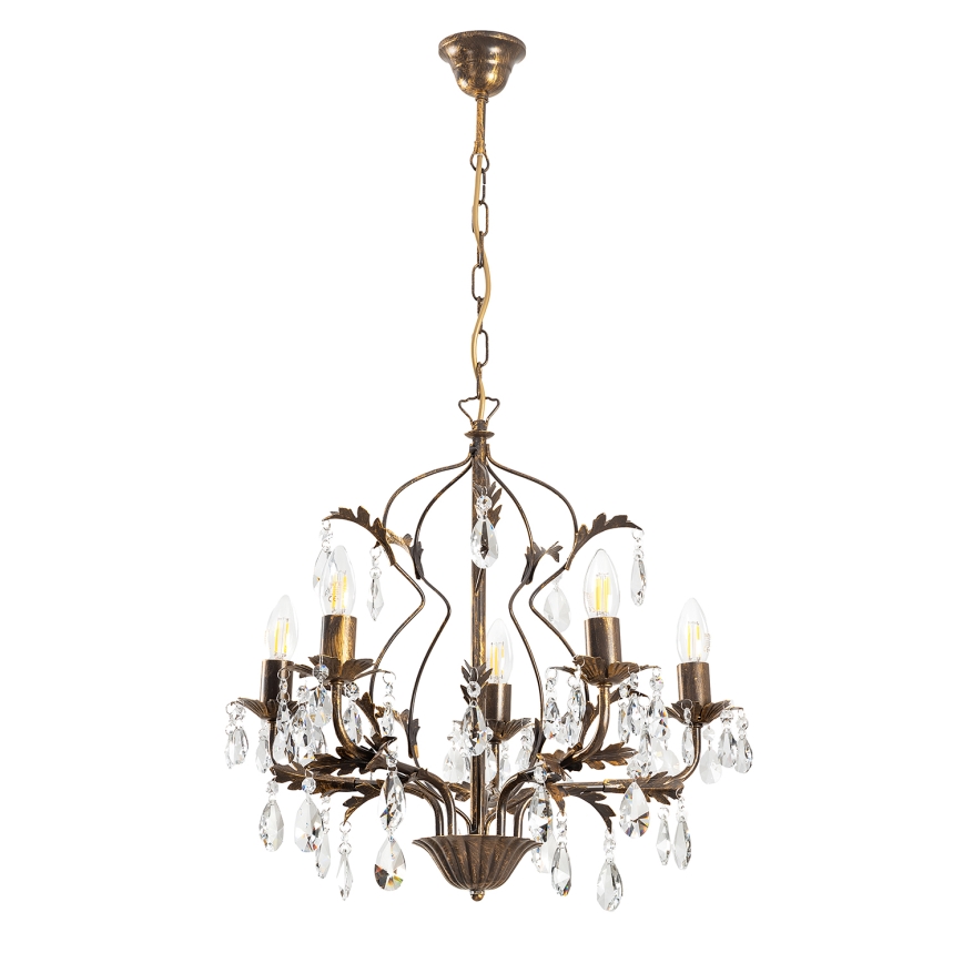 ONLI - Luster na lancu TERESA 5xE14/6W/230V bronzan