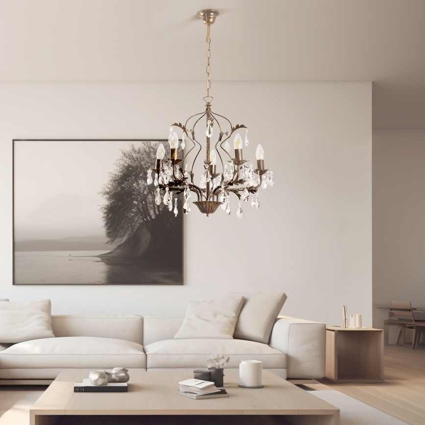 ONLI - Luster na lancu TERESA 5xE14/6W/230V bronzan