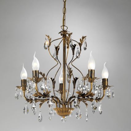 ONLI - Luster na lancu TERESA 5xE14/6W/230V bronzan