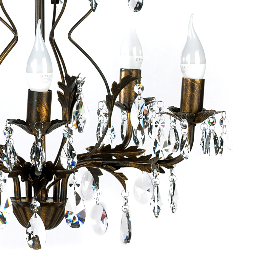 ONLI - Luster na lancu TERESA 5xE14/6W/230V bronzan